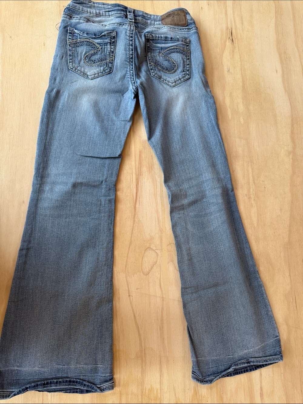 Silver Jeans Medium Blue Flare Jeans with Embroidered Pockets
